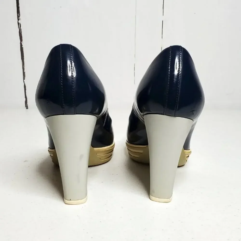 Vintage Hogan Patent Leather Sneaker Platform Heels 38.5
